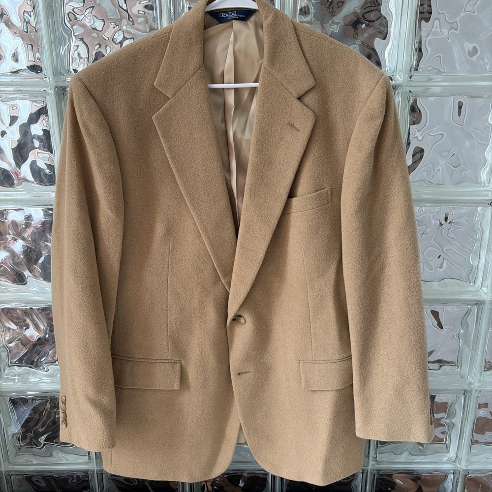 Polo Ralph Lauren Camel Hair Blazer 43L USA Made Vintage Sport Coat